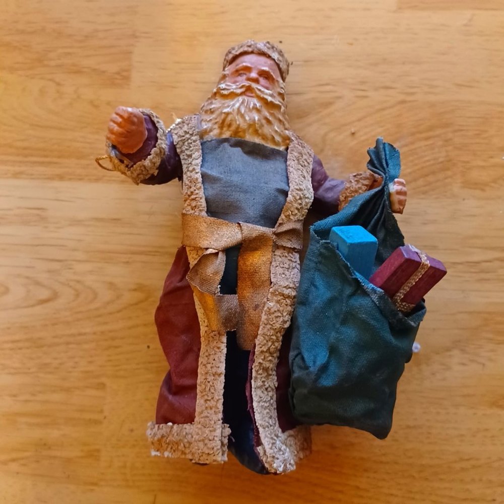Vintage Paper Macha Santa Figurine Christmas Ornament Pre 1980's Made in R O C